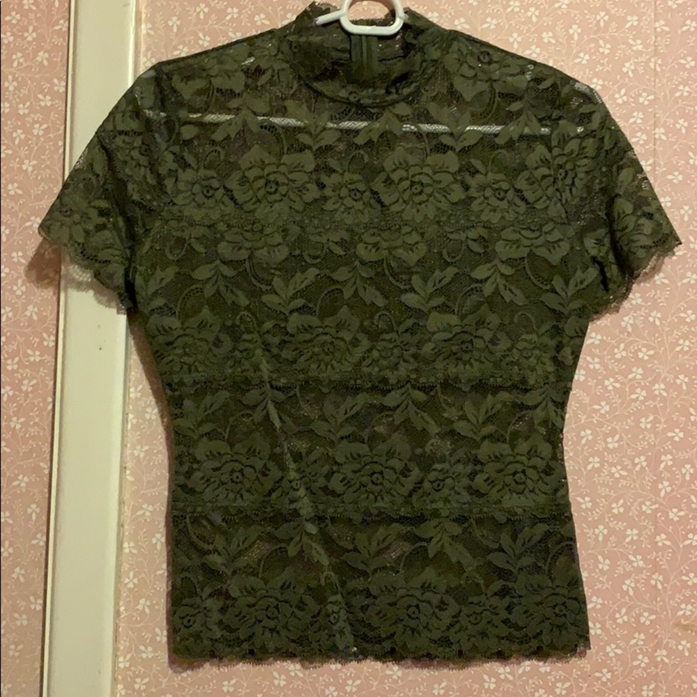 Guess lace mock neck top